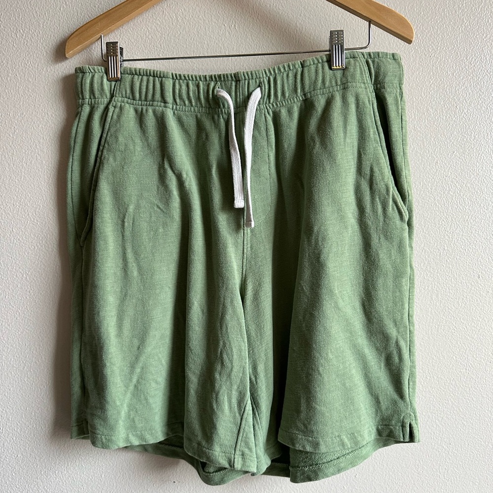 Even Tide men’s green terry jersey cotton casual shorts medium